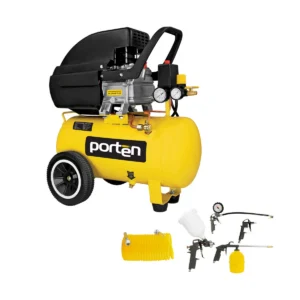 Compresor de aire 2 HP 24 L 110 V con kit de 5 accesorios - PORTEN