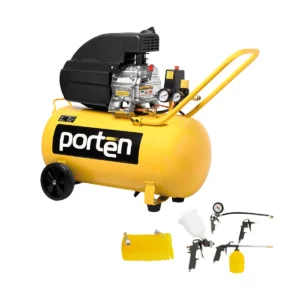 Compresor de aire 2.5 HP 50 L 110 V con kit de 5 accesorios - PORTEN