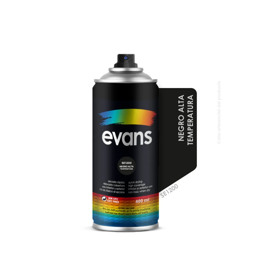 Pintura en spray alta temperatura negro 400 ml - EVANS