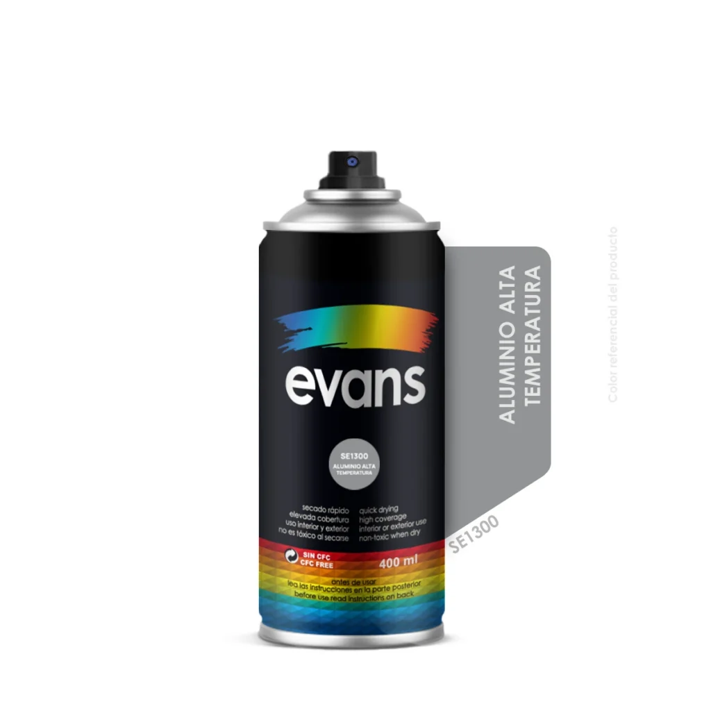 Pintura en spray alta temperatura aluminio 400 ml - EVANS
